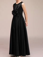 Beautiful A-Line Sleeveless Jewel Neck Floor Length Flower Girl Dresses with Pleats