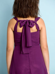Beautiful A-Line V Neck Chiffon Flower Girl Dress Floor Length With Criss Cross Natural Mini Me