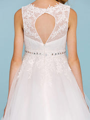 Beautiful Ball Gown Flower Girl Dress with Sash Ribbon and Beading Appliques