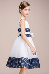 Beautiful Jewel Sleeveless Flower Girl Dress with Handmade Flowers