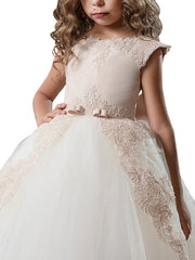 Beautiful Princess Lace Cap Sleeves Flower Girls Dresses