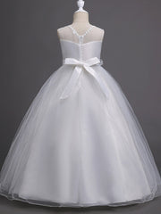 Beautiful Princess Wedding Flower Girl Dress with Belt Appliques