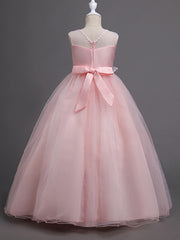Beautiful Princess Wedding Flower Girl Dress with Belt Appliques
