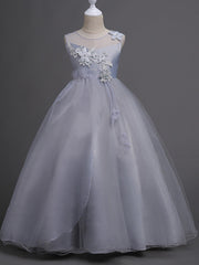 Beautiful Princess Wedding Flower Girl Dress with Belt Appliques