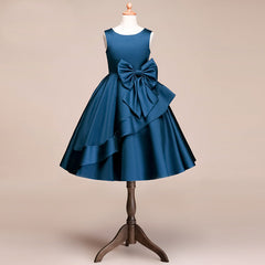 Beautiful Satin Jewel Knee Length Flower Girl Dress