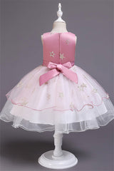 Beautiful Star Decor Sleeveless Ball Gown Tulle Flower Girl Dress