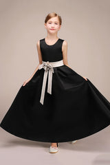 Black Jewel Sleeveless Flower Girl Dress