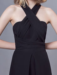 Black Jumpsuits Formal Evening Wedding Party Convertible Chiffon Long One Size Fits All Bridesmaid Dresses