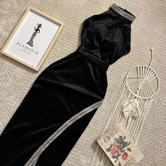 Black Halter Mermaid Long Party Dress Sexy Evening Gown