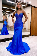 Blue Mermaid Evening Dress for Grad Party