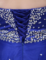 Blue Wedding Dress Tulle Backless Strapless Sweetheart Neckline Train Bridal Gown