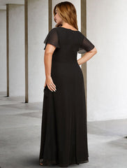 Aimishang  A-Line Mother of the Bride Dresses Plus Size Hide Belly Curve Elegant Dress Formal Floor Length Sleeveless Jewel Neck Chiffon with Ruched Crystals Fall