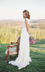 Moira | Boho Lace Floor-Length Cap Dress With Keyhole Back