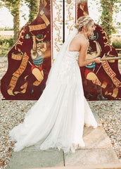 Boho Lace Wedding Dresses A Line Princess