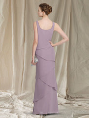 Aimishang  Two Piece Sheath / Column Mother of the Bride Dress Elegant Scoop Neck Floor Length Chiffon Sleeveless Wrap Included with Beading Cascading Ruffles