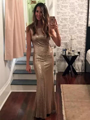 Bridelily Sheath Sleeveless Bateau Floor-Length Sequins Dresses