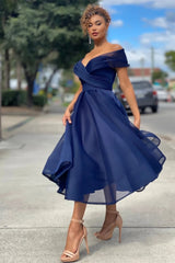 Burgundy Off The Shoulder Evening Dress A Line Short