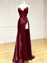Tight Formal Dresses Long Classy,Leg Split Prom Dress