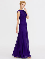 Aimishang Sheath / Column Mother of the Bride Dress Color Block Lace Up Cowl Neck Ankle Length Chiffon Charmeuse Sleeveless with Criss Cross Beading