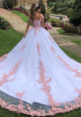 A-Line Off the Shoulder Long Prom Dresses, White Evening Gown