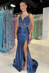 Mermaid V Neck Dark Red Satin Prom Dresses