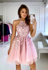 Cute Lace Short Prom Dresses, A-Line Homecoming Dresses