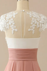 A-line V Neck Appliques Short Sleeves Mother of Bride Dress