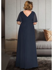 Mother of the Bride Dress Elegant Neck Ankle Length Chiffon Lace Half Sleeve with Lace