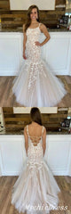 2024 Long Lace Mermaid Prom Dresses Champagne Evening Gown