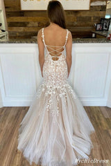 2024 Long Lace Mermaid Prom Dresses Champagne Evening Gown