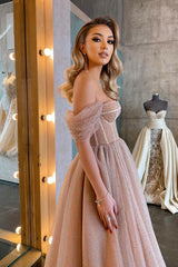 Charming Off-the-Shoulder Tulle Prom Dress Sweetheart Tea-Length