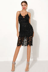 Chic Black Mermaid V-neck Lace Short Homecoming Dress