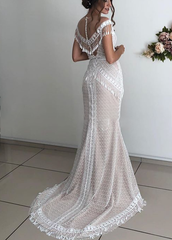 Chic Boho Tassel Lace Sleeveless Mermaid Wedding Dress