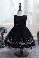 Chic Bow Scoop Sleeveless Tulle Flower Girl Dress Ball Gown for Weddings