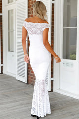Chic Off-the-Shoulder Mermaid Lace Long Evening Dress