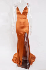Chic Spaghetti-Straps V-Neck Prom Dress Long Mermaid Evening Gowns Online