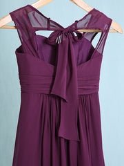 Chiffon Junior Flower Girl Dress with Sheath Column Straps and Ruched Natural Ankle Length