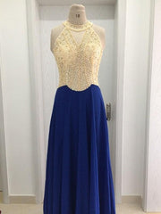 Chiffon Scoop Sleeveless A-line Floor-Length Dresses With Beading
