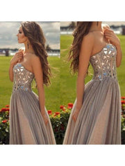 Chiffon Sweetheart Sleeveless A-line Floor-Length With Beading Dresses