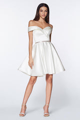 Cinderella Divine CD0140 Short Off the Shoulder Graduation Dress