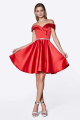 Cinderella Divine CD0140 Short Off the Shoulder Graduation Dress