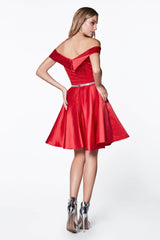 Cinderella Divine CD0140 Short Off the Shoulder Graduation Dress