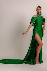 Classic Emerald Green Mermaid Prom Dress with Beads