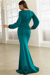 Classic Long Sleeves Square Mermaid Evening Dress