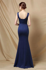 Classy Scoop Sleeveless Evening Prom Dress Mermaid Long With Slit