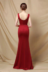 Classy Scoop Sleeveless Evening Prom Dress Mermaid Long With Slit