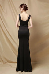 Classy Scoop Sleeveless Evening Prom Dress Mermaid Long With Slit