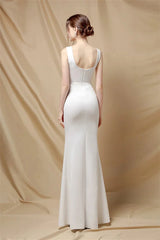 Classy Scoop Sleeveless Evening Prom Dress Mermaid Long With Slit