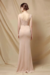 Classy Scoop Sleeveless Evening Prom Dress Mermaid Long With Slit