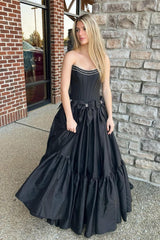 Sweet Ball Gown Scoop Neck Taffeta Pink Long Prom Dresses